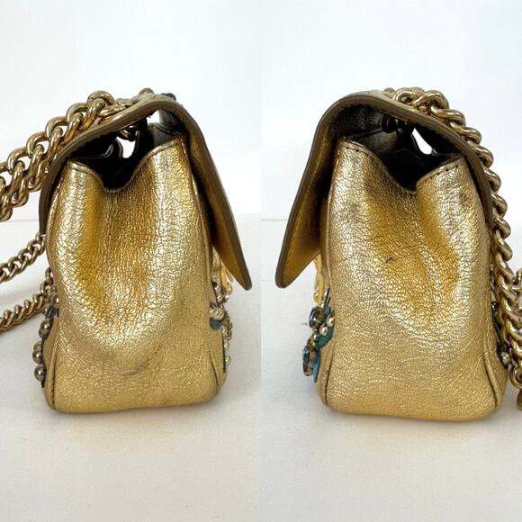 Dolce and Gabbana Lucia Metallic Gold Calfskin Embellished Shoulder Bag - Picture 10 of 16